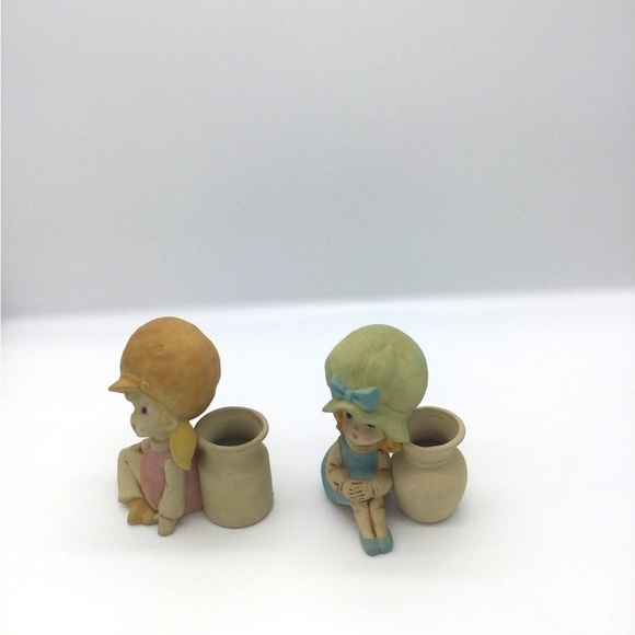 Vintage ceramic big bonnet holly hobby inspired bud vases set MCM retro 60s 70s - Picture 3 of 8